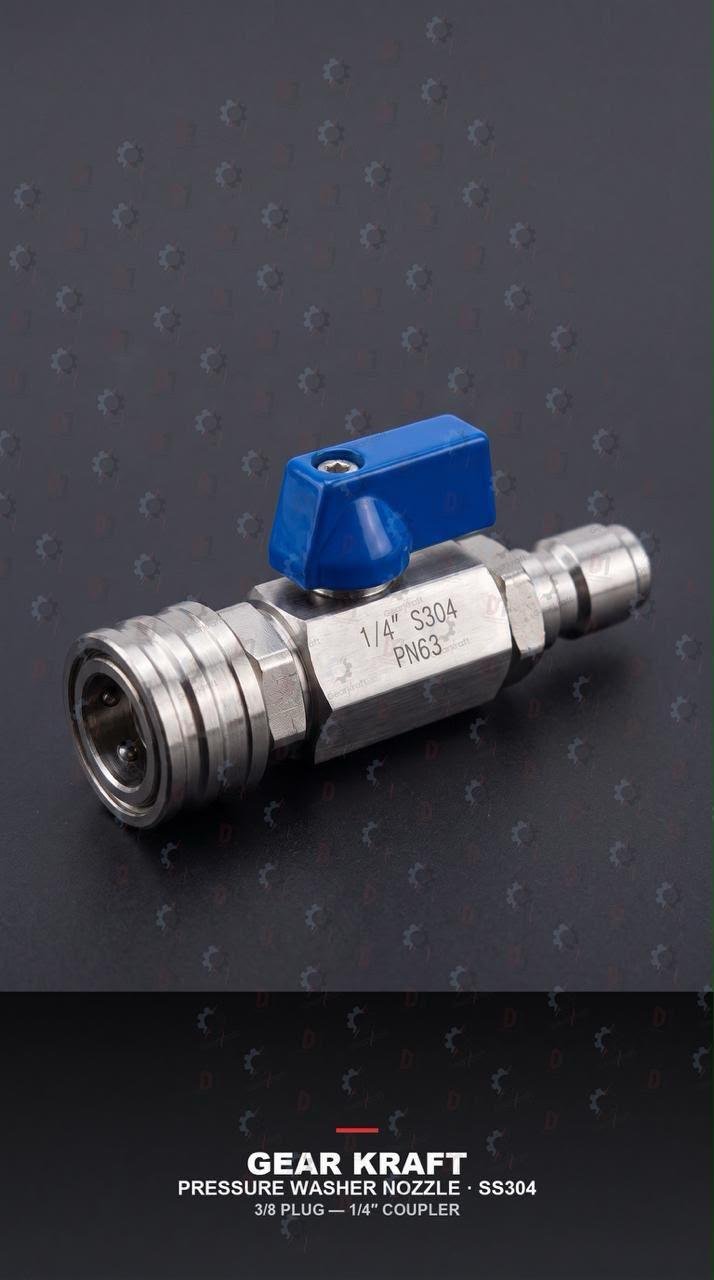 Shut-Off Valve 3/8″ Plug → 1/4″ Coupler — Stainless Steel 304 — GKF-SPR-0177