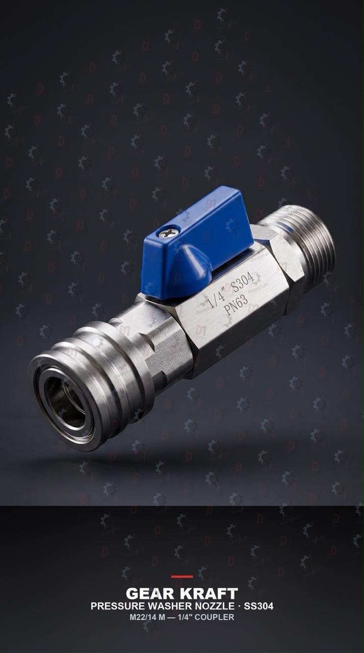 Shut-Off Valve M22/14 M → 1/4″ Coupler — Stainless Steel 304 — GKF-SPR-0178