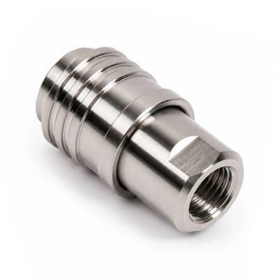Connector 1/4″ F Coupler, Self-Locking — Stainless Steel 304 — GKF-SPR-0115